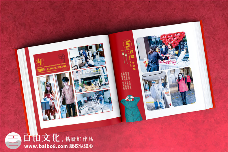 抗疫時期專屬相冊影集制作-疫情防控隔離點志愿者服務(wù)紀實畫冊印刷